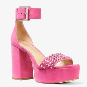Michael Michael Kors Tara Embellished Suede Platform Sandal